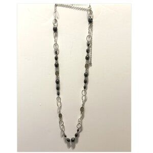 Women's Vintage Long Bead/Chain Dark Grey Fashion Necklace